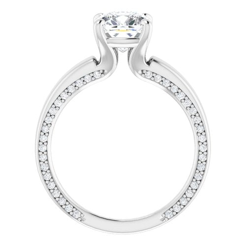 14K White Cushion Engagement Ring