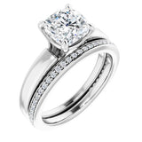 14K White Cushion Engagement Ring