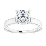 14K White Cushion Engagement Ring