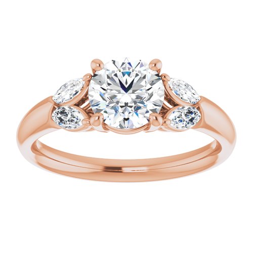 14K Rose Round Engagement Ring