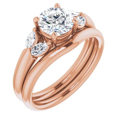 14K Rose Round Engagement Ring