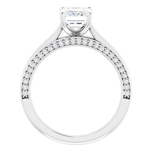 14K White Emerald Engagement Ring