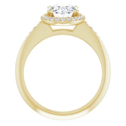 14K Yellow Oval Knife Edge Halo-Style Engagement Ring