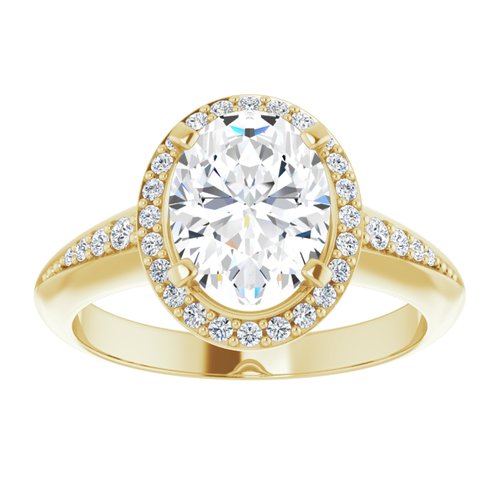 14K Yellow Oval Knife Edge Halo-Style Engagement Ring