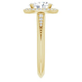 14K Yellow Oval Knife Edge Halo-Style Engagement Ring