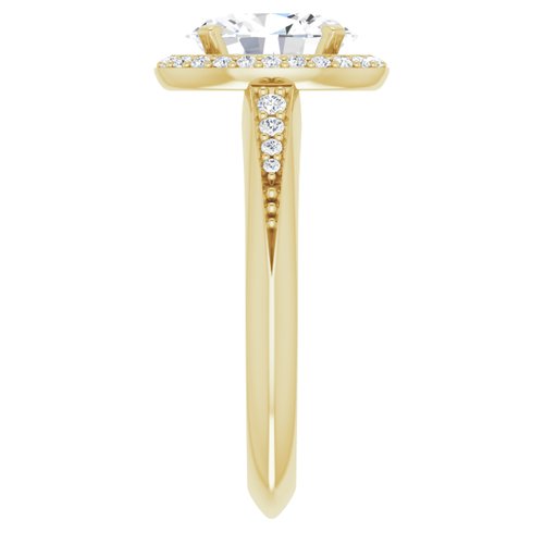 14K Yellow Oval Knife Edge Halo-Style Engagement Ring