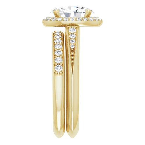 14K Yellow Oval Knife Edge Halo-Style Engagement Ring