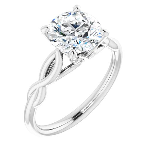 14K White Round Engagement Ring