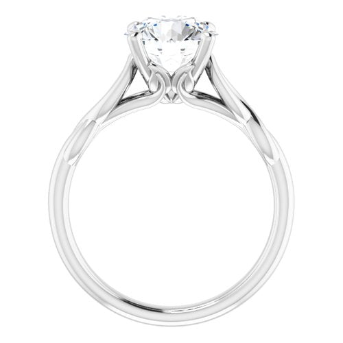 14K White Round Engagement Ring