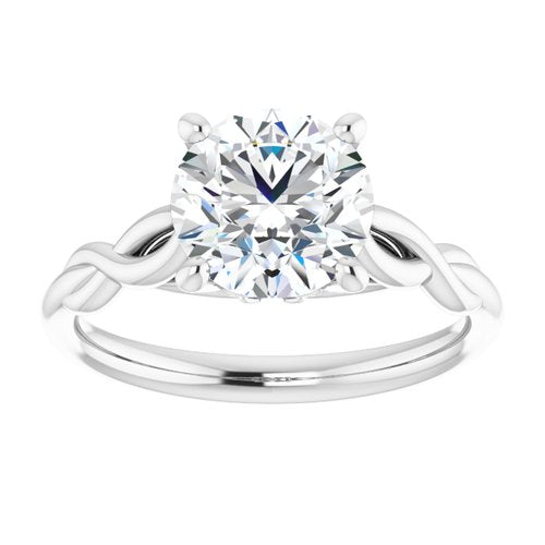 14K White Round Engagement Ring