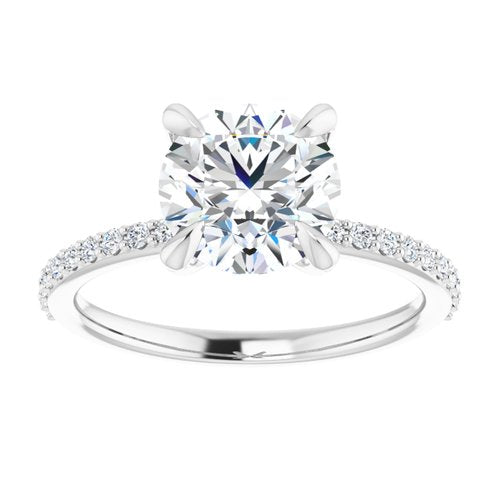 14K White Round Engagement Ring