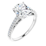 14K White Oval Engagement Ring