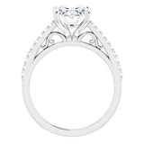 14K White Oval Engagement Ring