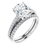 14K White Oval Engagement Ring