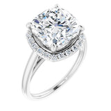 14K White Cushion Engagement Ring