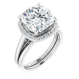 14K White Cushion Engagement Ring