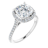 14K White Cushion Engagement Ring