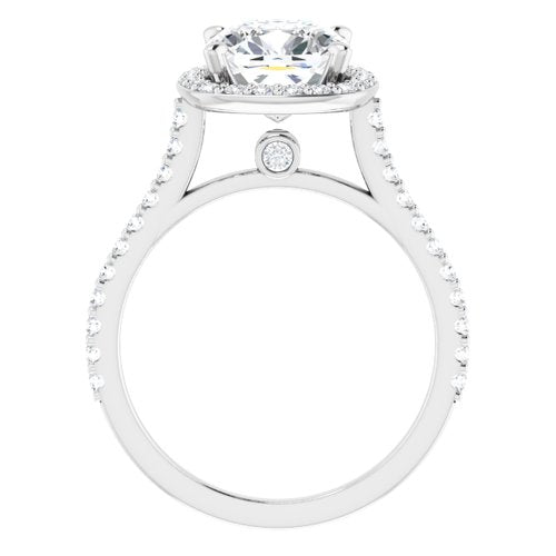 14K White Cushion Engagement Ring