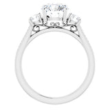 14K White Round Cut Engagement Ring