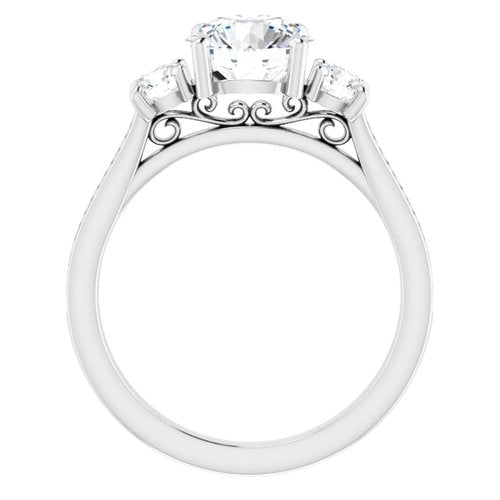 14K White Round Cut Engagement Ring