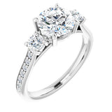 14K White Round Cut Engagement Ring