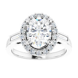 14K White Oval Engagement Ring