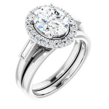 14K White Oval Engagement Ring