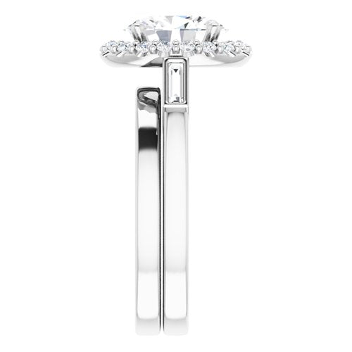 14K White Oval Engagement Ring