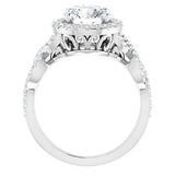 14K White Round Engagement Ring