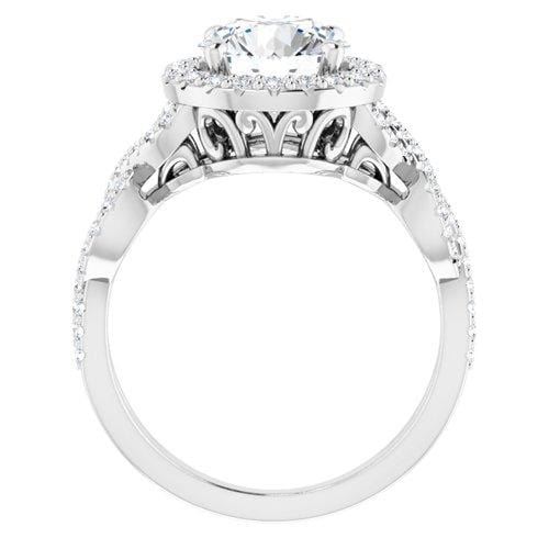 14K White Round Engagement Ring