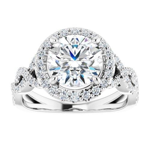 14K White Round Engagement Ring