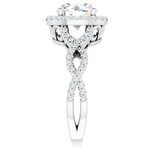 14K White Round Engagement Ring