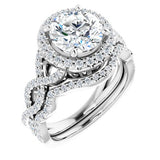 14K White Round Engagement Ring