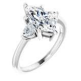 14K White Marquise Engagement Ring