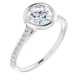 14K White Round Engagement Ring