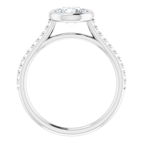 14K White Round Engagement Ring