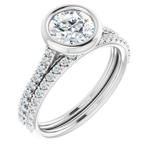 14K White Round Engagement Ring