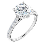 14K White Round Engagement Ring