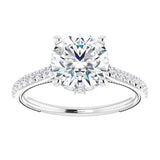 14K White Round Engagement Ring