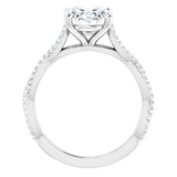 14K White Oval Engagement Ring