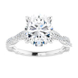 14K White Oval Engagement Ring