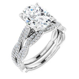 14K White Oval Engagement Ring