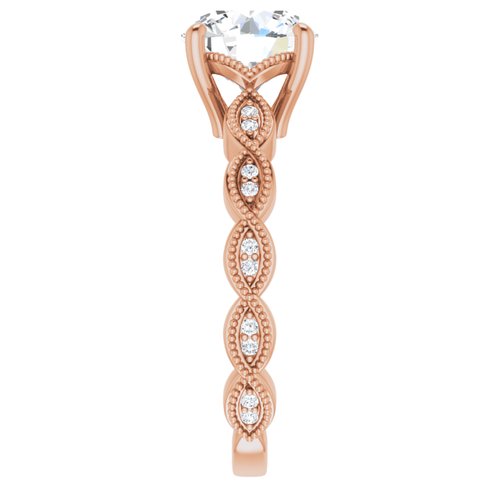 14K Rose Round Engagement Ring