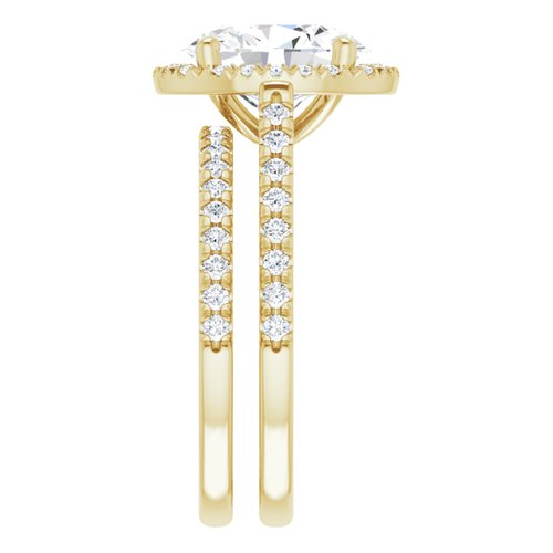 14K Yellow Oval French Set Engagement Ring