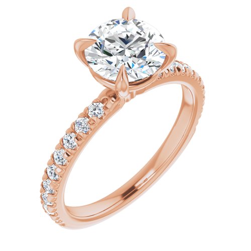 14K Rose Round French Set Engagement Ring