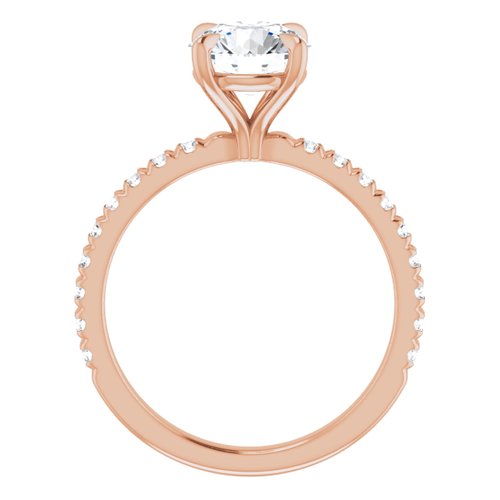 14K Rose Round French Set Engagement Ring