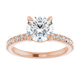 14K Rose Round French Set Engagement Ring