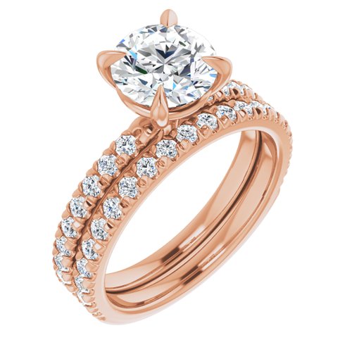 14K Rose Round French Set Engagement Ring