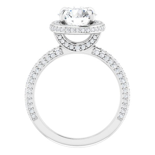 14K White Round Engagement Ring