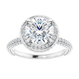 14K White Round Engagement Ring